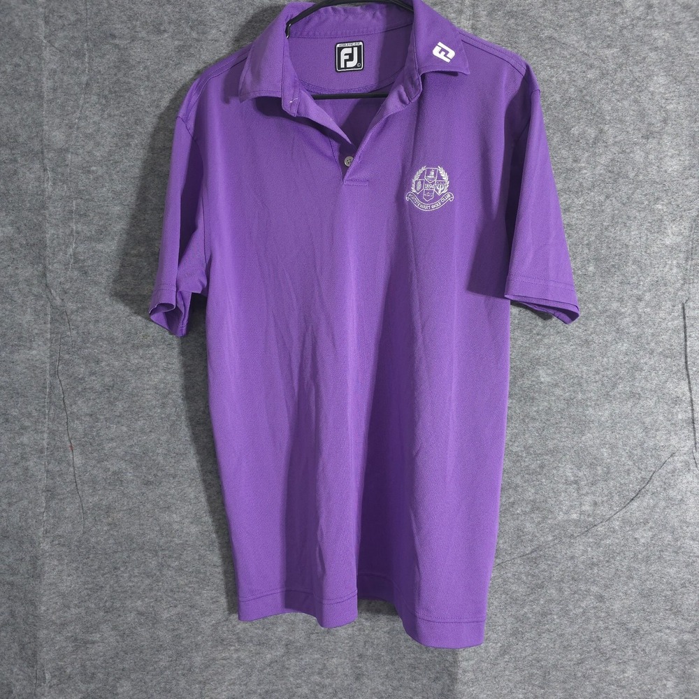 Footjoy Athletic Fit Polo Shirt Sz L Purple Lightweight Stretch Collar Logo Golf